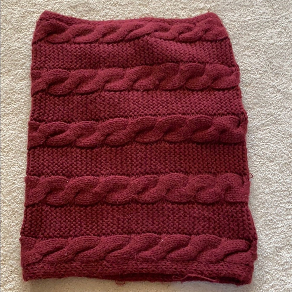 Maroon colored infinity scarf